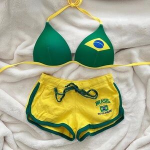 brasil ♡ bikini top yellow green beachwear brasil flag
